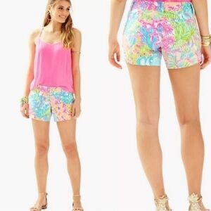 Lilly Pulitzer Callahan Summer Lovers Coral Glam Cotton Shorts Women’s Size 0
